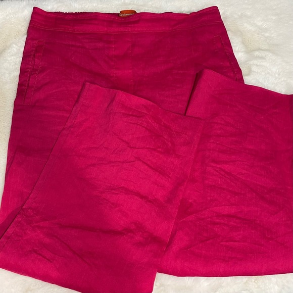 Cartonnier Anthropologie Pink Linen Blend Wide Leg Crop Pants Trousers Size S - Picture 1 of 12